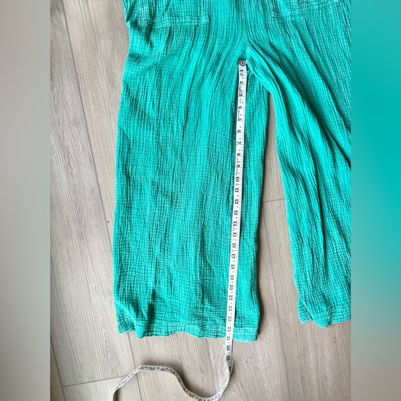 Easel Here I Am Mineral Washed Green Cotton Wide Leg Jumpsuit Boho L - Picture 14 of 16